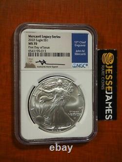 2022 Silver Eagle Ngc Ms70 Mercanti Signed First Day Of Issue Legacy Series Labl