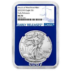 2022 (W) $1 American Silver Eagle 3pc Set NGC MS70 ER Blue Label Red White Blue