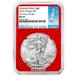 2022-W Burnished $1 American Silver Eagle NGC MS70 FDI First Label Red Core