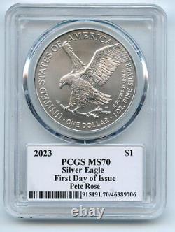 2023 $1 American Silver Eagle 1oz PCGS MS70 FDOI Legends of Life Pete Rose