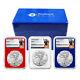 2023 $1 American Silver Eagle 3pc Set NGC MS70 Black Label Red White Blue