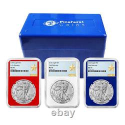 2023 $1 American Silver Eagle 3pc Set NGC MS70 ER West Point Star Label Red Whit