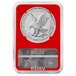 2023 $1 American Silver Eagle 3pc Set NGC MS70 FDI Flag Label Red White Blue