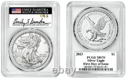 2023 American Silver Eagle 2 Coin Set Ngc/pcgs Ms 70 Fdi Gaudioso/damstra Label