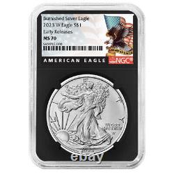 2023-W Burnished $1 American Silver Eagle NGC MS70 ER Black Label Retro Core