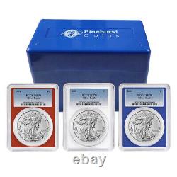 2024 $1 American Silver Eagle 3pc Set PCGS MS70 Blue Label Red White Blue