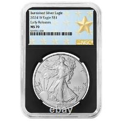 2024-W $1 1-oz Burnished American Silver Eagle NGC MS70 ER West Point Star La