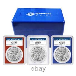 2024 (W) $1 American Silver Eagle 3pc Set PCGS MS70 FS West Point Label Red Whit