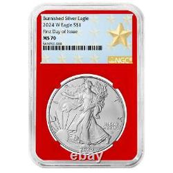 2024-W Burnished $1 American Silver Eagle NGC MS70 FDI West Point Star Label