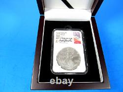 2024 W, Burnished American Silver Eagle NGC Ms 70 M. Gaudioso Signed Adv. Rel