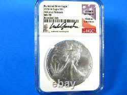 2024 W, Burnished American Silver Eagle NGC Ms 70 M. Gaudioso Signed Adv. Rel