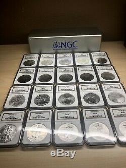 20th Anniversary 1986-2005 AMERICAN SILVER EAGLE 20 Coin Set LIMITED NGC MS69