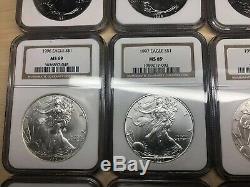 20th Anniversary 1986-2005 AMERICAN SILVER EAGLE 20 Coin Set LIMITED NGC MS69