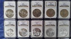 28 Piece Set 1986-2013 NGC MS69 American Silver Eagle $1 with2 NGC Boxes