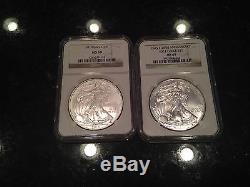 32 American Silver Eagle Coins, NGC MS 69 Mahogany Box bonus, key dates