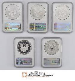 5-Coin MS/PF -70 25th Anniv. Set 2011 American Silver Eagle $1 NGC 479