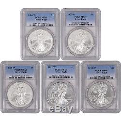 5-pc. American Silver Eagle Uncirculated Collectors Burnished Set PCGS MS69