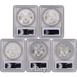 5-pc. American Silver Eagle Uncirculated Collectors Burnished Set PCGS MS69
