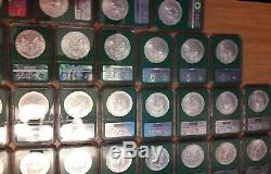 AMERICAN SILVER EAGLE Set NGC MS69 Green Core 1986-2018 43 COINS Green NGC Cases