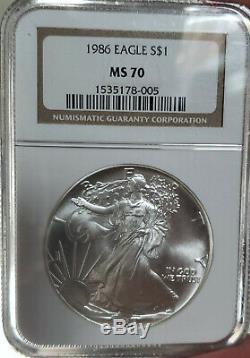 $AWESOME MS-70 1986 American Eagle Silver Dollar NGC GORGEOUS COIN