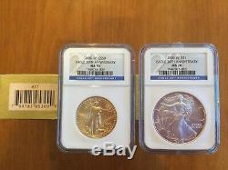 American Eagle 20th Anversary NGC MS 70 Gold and Silver Coin Set