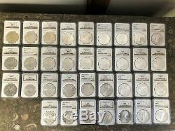 American Silver Eagle 1986 2019, Complete Date Set, NGC MS69 With Cases