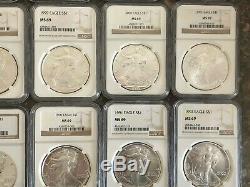 American Silver Eagle 1986 2019, Complete Date Set, NGC MS69 With Cases