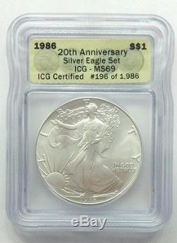 American Silver Eagle 20 Coin Set 1986-2005 ICG MS 69