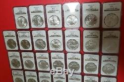 American Silver Eagle 34 Piece 1986 2019, Complete Date Set, NGC MS69