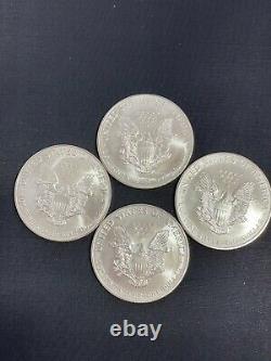 American Silver Eagle Dollars-four-really nice MS uncirculated