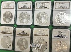 American Silver Eagle Lot 1oz NGC MS69 8 Coins 00,01,03,04,07,08,09 EarlyR, 2015