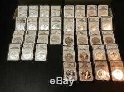 American Silver Eagle Ngc Ms 69 1986 2020 Compleat 35 Coin Set Coins