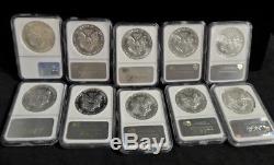 Beautiful Run of (10) American Silver Eagles All NGC MS69 -1986 through 1995