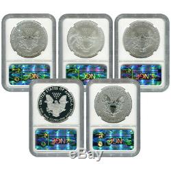 Certified 2011 American Eagle 25th Anniversary 5pc Silver Set MS & PF70 NGC ER