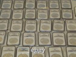 Coins dollars 50 American Eagles NGC graded lot MS69 1986 thru 2021 W + Heraldic