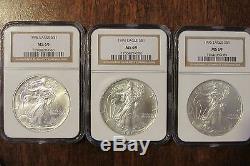 Complete Set 1986-2005 $1 American Silver Eagle Set NGC MS69