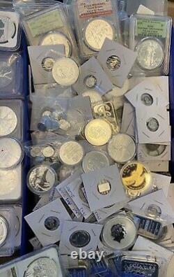 ESTATE Almost 3OZ of SILVER, AMERICAN EAGLE 1oz 99.99% MS70 +1 SILVER BARS+Coins