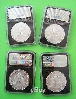 Four 2017 AMERICAN SILVER EAGLE NGC MS70 EARLY RELEASES BLACK CORE 1oz Coins WOW