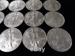 Full Roll of 20 2002 American Silver Eagle. 999 Pure One Ounce. BU MS TUBE LOT