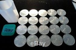 Full Roll of 20 2003 American Silver Eagle Dollar. 999 Pure One Ounce Tube BU MS