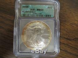 ICG MS 69 US SILVER 1 OZ AMERICAN EAGLE 21 COIN SET 1986-2006 WithBOX