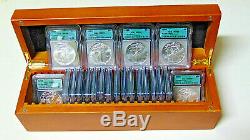 ICG MS69 American Silver Eagle Set 1986-2006 All 21 Silver Dollars In Wood Box