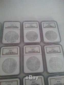 Investors Lot Of (20) American Silver Eagles 1986-2005 Graded NGC MS69
