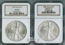 Lot Of 20 Ngc Ms69 American Silver Eagle Ase $1 With 2 Key Date 1996 & 2007 W Er