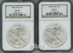 Lot Of 20 Ngc Ms69 American Silver Eagle Ase $1 With 2 Key Date 1996 & 2007 W Er