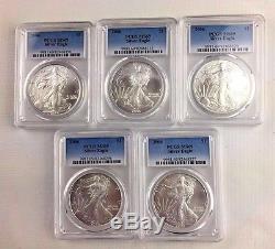 LOT OF 5 2006 ASE $1 PCGS MS69 1 oz. American Silver Eagle INVESTMENT LOT