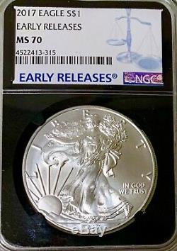 Lot Of 10 2017 American Silver Eagle 1 Oz $1 Coin NGC-MS70 Early Releases Black
