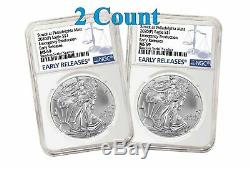 Lot Of 2 2020 (P) $1 Silver American Eagle NGC MS69 Early Releases ER Live Rea