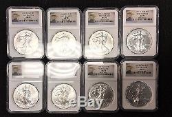 Lot Of 8 Pieces 2014 American Silver Eagle First Releases Ngc Ms 70