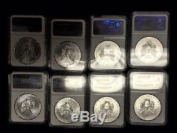 Lot Of 8 Pieces 2014 American Silver Eagle First Releases Ngc Ms 70